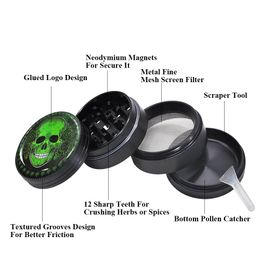 Herb Grinders Skull Metal Tobacco Grinder Aluminum Alloy Herbal Grinders 4Layers Hand Muller Spice Crusher Fashion Smoking Accessories