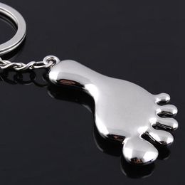 Alloy Vintage New Silver Smooth Footprints Key Rings Fashion Cool Simple Keychain Pendant Gift for Friends Key Chains 10pcs/lot
