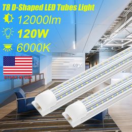 4 8Ft 120w led tube lights D-Shape Lights Double Row Integration LED t8 Cold 300 degree beam angle bulbs