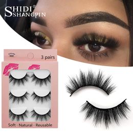 HOT 3 Pairs 3D Mink Lashes Natural Long Soft False Eyelashes Reusable Mink Eyelashes Makeup Full Strip Lashes Eyelash Extension Faux Cils