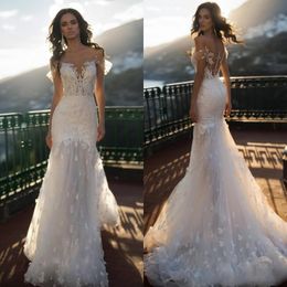 Gorgeous Mermaid Dresses Lace Appliques Modest Bridal Gowns Off the Shoulder Custom Made Wedding Dress Robe De Mari e