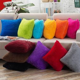 Soft plush throw pillowcase faux fur pillow cover for car sofa cushion case covers for bedroom living room pillow case 15 Colours 43*43cm