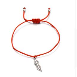 20pcs/lot Leaf Charm Bracelet Friendship Wish Jewellery Red String Braiding Bracelets for Women Men Handmade Gift