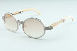 natural white horn diamond sunglasses 7550178-B3 high quality full frame wrapped diamond sunglasses frame size: 55-22-140mm