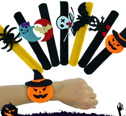 Halloween Slap Clap Bracelet Party Decorations Bat Pumpkin Ghost Shape Series Clap Plush Pat Hand Circle Toy Bangle for Children