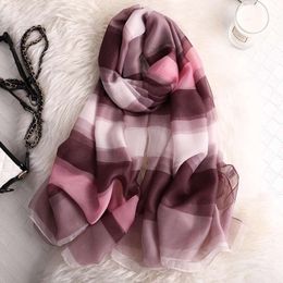 New ladies fashion luxury scarf stripe printed satin travel sunscreen shawl beach towel dual-use air conditioning scarf size 190*135cm high