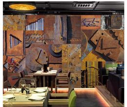 Customised 3d wallpapers home decor Photo wall paper murals European retro vintage rusty metal bar cafe mural background wallpaper for walls
