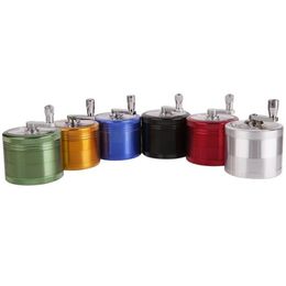 Wholesale Hand-operated Silver Aluminium Alloy Grinder 4-Layer Semi-automatic Portable Smoke Crusher Fume Parts Wholesale