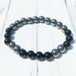 MG0383 8 mm Black Tourmaline Beaded Bracelet for Men Natural Hematite Black Obsidian Balance Yoga Jewellery Best Gift for Him