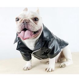 Dog Winter Cloth Coat Wear Cool Looking Dog Jacket Flannel Soft Woven Fabric on The Inside Polyurethane Leather on The Outside