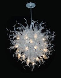 Lamps Luxurious Home Decor Ceiling Lamp Hand Murano Pendant Lights White Colored Blown Glass LED Chandelier