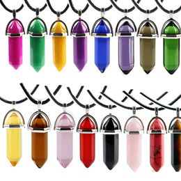 Natural Stone Hexagonal prism Necklace pendant Yoga Women Mens Hip hop Jewellery Fashion Will and Sandy drop ship