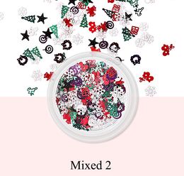 NA041 5 Styles Winter Christmas Snowflake Nail Sequins Gold Metal Glitter Nail Tips Manicure Snow Flower Decoration Accessories