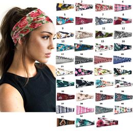 New Running Athletic Travel Floral Turban Headband Elastic Hairband Boho Headwraps for Women Girls Cute Hair Accessories