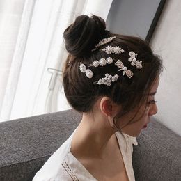 hot Pearl Metal Gold Colour Hair Clips Bobby Pin Barrette Hairband Hairpin Headdress women girls Lady Hair Styling party favorT2C5080