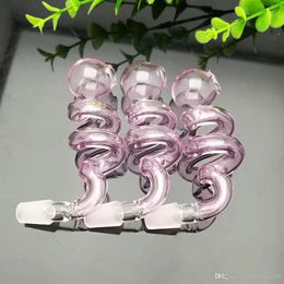 Pink Double Spiral pot Wholesale bongs Oil Burner Pipes Water Pipes Glass Pipe Oil Rigs Smoking, Free Shipping