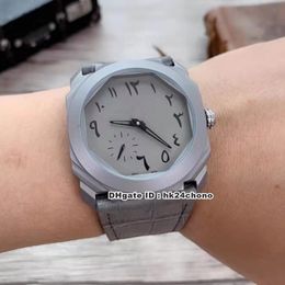 2 Style Best Octo Finissimo Titanium Steel Automatic Mens Watch 102711 Arabic Gray Dial Leather Strap Gents Sport Watches