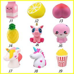 Squishy toys Strawberry Perfume Cream milk lemon peach Pineapple unicorn jellyfish popcorn Jumbo Decor Slow Rising Squishies Free Shipping