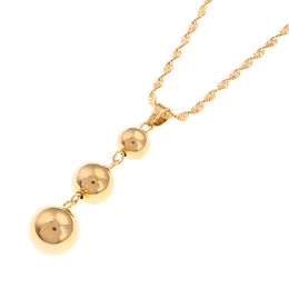 Gold Color Bead Round Pendant Necklaces Ball for Women Arab African Ethiopian Jewelry Gift