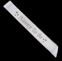 Mummy to Be Satin Ribbon Sash with Gold Footprint Bear Bear Nanny grandma Aunty Big sister Baby Shower Party Favour Sashes White Photo Props