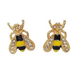 Drop of Oil Yellow Animal Bee Ear Stud Alloy Gold color Lovely Animals Studs Earring Party Jewelry Elegant Bees Earrings