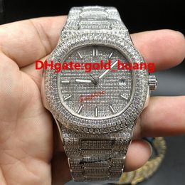 NEW Luxury 40mm diamond Mechanical Man Diamond Watch All diamond band Automatic Stainless steel men's watches287F