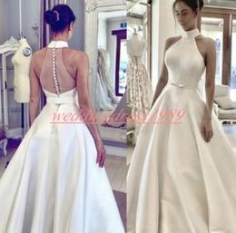 Exquisite High Neck Wedding Gowns Sheer Train Church Satin Arabic Plus Size Country vestido de noiva Bridal Gown Ball Bride