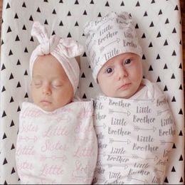 Newborn Infant Baby Swaddle Sleeping Bags Baby Muslin Blanket Baby Soft Cocoon Sleep Sack Headband or Hat 2pcs set 15135