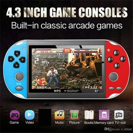 X7 4.3 inch Video Game Console MP5 8GB ROM Double Rocker Dual Joystick Arcade Games Handheld Game Player Portable Retro Console 4.3inch