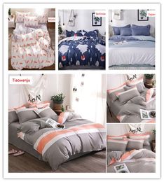 New nordic soft modern printing sanding aloe cotton 4PCS Sheets quilt pillowcases environmentally friendly comfortable bedding sets