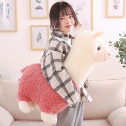 Cute Alpaca Doll Giant Sheep Plush Toy Bed Holding Sleeping Pillow Grass Mud Horse Doll Birthday Gift Decoration 80cm 100cm DY50694