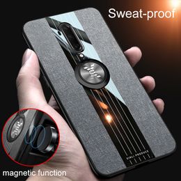 Slim Sweat-Proof Cloth Fabric Magnetic Ring Kickstand Case For Oneplus 7T Pro 7T 7 Pro 7 One plus 6T 6