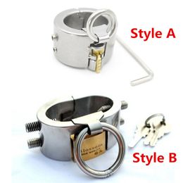 304 Stainless Steel Male Chastity Testicle Crusher Penis Lock Cage Fetish Belts Restraint Device Testicles Scrotum Ball Pendant SH190727