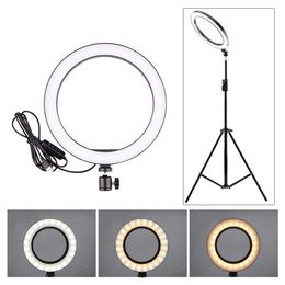 5/12W LED Selfie Ring Light Studio Photography Photo Lights Fill Light Tripod for Mobile Phone Live Makeup 160MM/260MM Optional Y200114