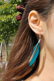 new hot Europe and the United States simple retro national style feather earrings long fashion classic elegant