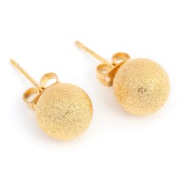 New Gold Dull Polished Brass Ball Stud Earrings Men Girls Boys Earrings Round For Men Women