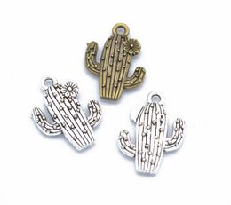 100pcs Tibetan Silver Plated Cactus Charms Pendants for Bracelet Necklace Jewellery Making DIY Handmade Craft 20x15mm