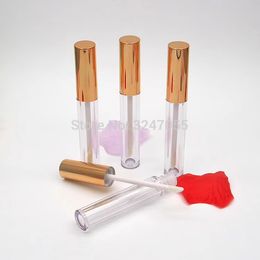 4.5ml Cosmetic Plastic Clear Lip Gloss Tube with Gold Cap, Makeup Concealer Refillable Bottle,Empty Foundation Storage Container