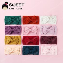 New arrival Knot Hair Bows Stretchy Rolled edge Soft Headband for baby girl Hairwarp Thin breathable Hair Accessories 7 Colors