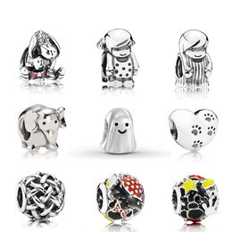 2019 100% 925 Sterling Silver Ghost Elephant pandora Element Woven Paw Prints LITTLE BOY GIRL CHARM Puppy Charm Children And Women Gift