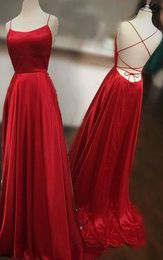 A-line Scoop Neck Long Satin Prom Dresses with Sexy Back Floor Length Prom Gowns with String Tie Back Plus Size Dresses Custom