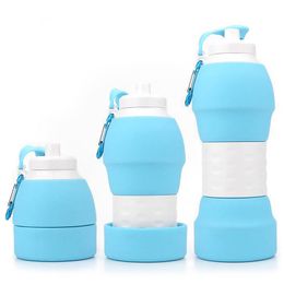Collapsible Silicone Water Bottle 580ml Foldable Bottle with Carabiner Cycling Hiking Gym Sport Water Coffee Cup