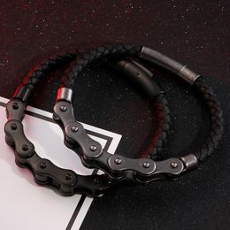 Vintage Brand New Frosted Stainless Steel Bike Chain Bracelet Men Bicycle Motorcycle Mens Leather Bracelets Jewellery Ghost Rider T191230