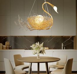 Nordic Swan Bird Nest Pendant Lights Living Room Restaurant Dining Table Romantic Lamp Art Deco Hanging Lights Cafe Bar Lighting MYY