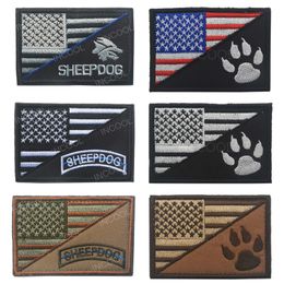 30 PCS SHEEPDOG Embroidery Patch Thin Blue Line US Army Tactical Military Morale Patches Appliques Embroidered Badges Wholesale