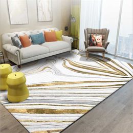 Aovoll Fashion Nordic Style Gold Abstract Lines Patrón de piedra alfombras y alfombras para la sala de estar en el hogar Alfombra para niños