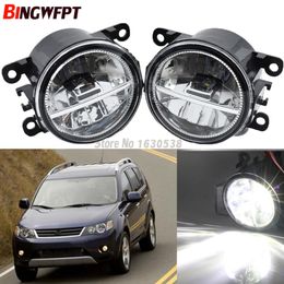 2pcs/pair Car Styling Round Bumper 12V H11 LED Fog Light Halogen lamps For Mitsubishi OUTLANDER II CW_W Closed Off-Road Vehicle 2006-2009