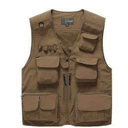 men outdoor multi-pocket vest photography fishing vest Many Pockets Casual Photographer Work Sleeveless Jacket