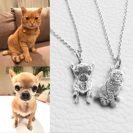 Custom Pet Necklace Personalized Pet Custom Necklace Jewelry Photo Pendant Engrave Name 925 Sterling Silver Dog CAT Tag portrait