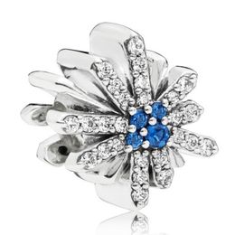 925 Sterling Argent éblouissant feu d/'artifice Charme Clair CZ Cristal Bleu Noël